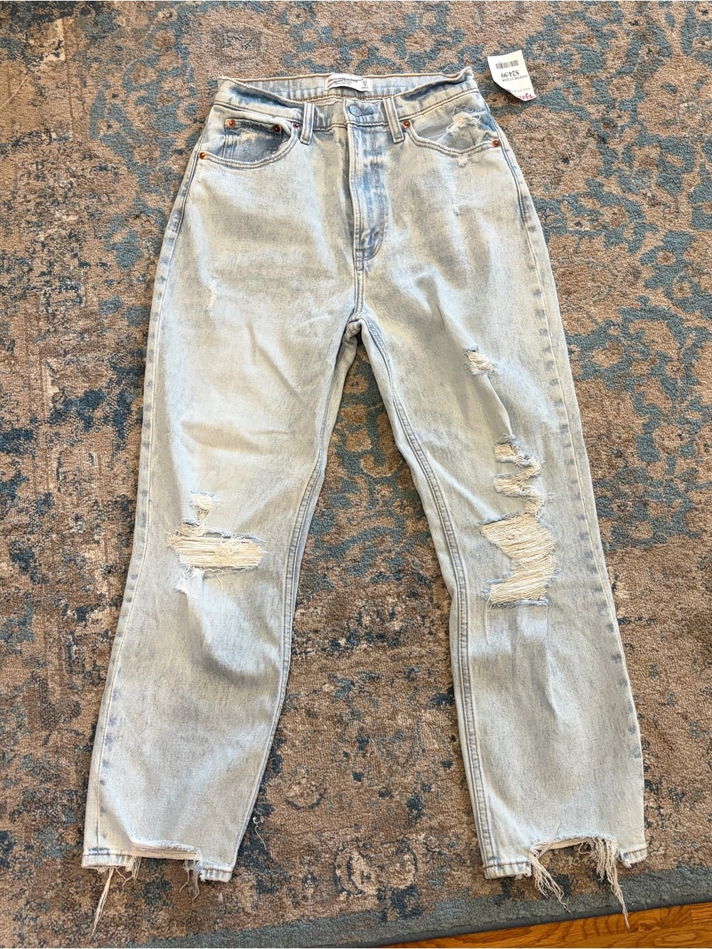 NWT Abercrombie & Fitch Ultra High Rise Ankle Straight Jeans Curve Love Size 27